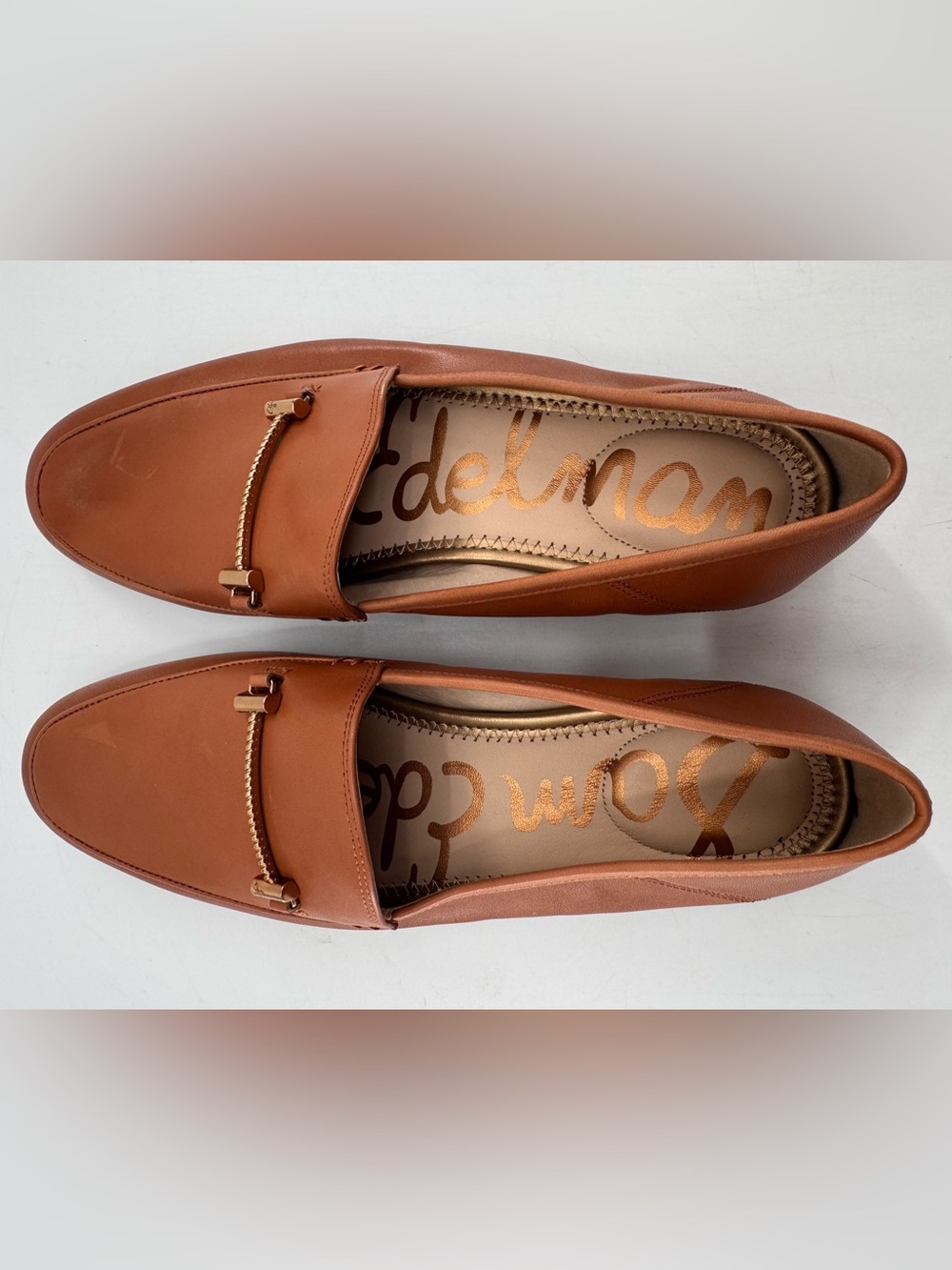 Sam Edelman Loafers Lior Flats Shoes NEW W/Defect Size 8M Leather Cognac/Brown - Picture 5 of 7